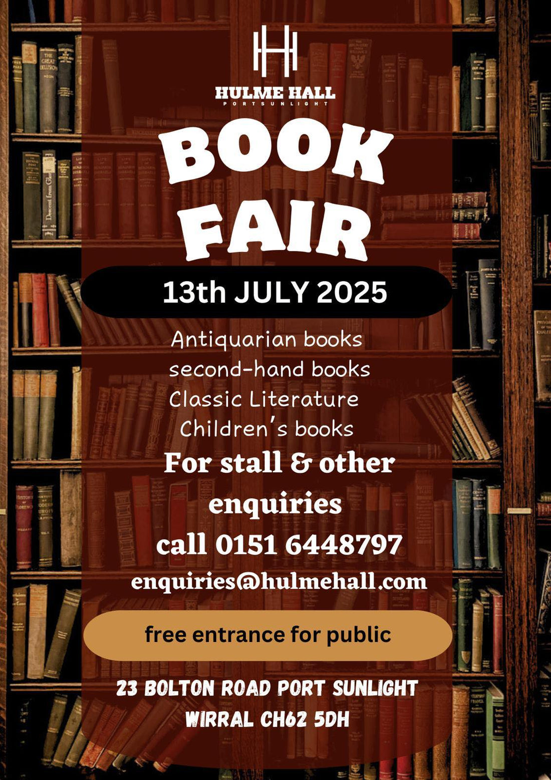 Calling All Book Lovers: Hulme Hall Book Fair Returns this July!