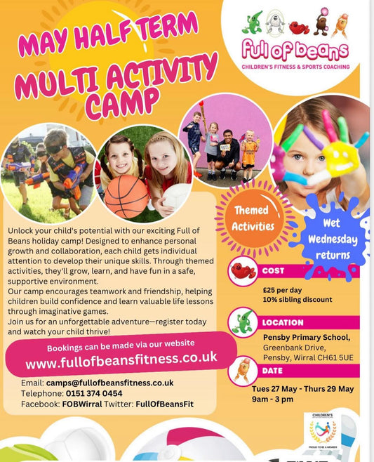 Exciting May Half Term Fun Awaits at Full of Beans Multi Activity Camp!