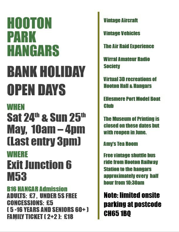 Explore History and Heritage This Bank Holiday at Hooton Park Hangars!